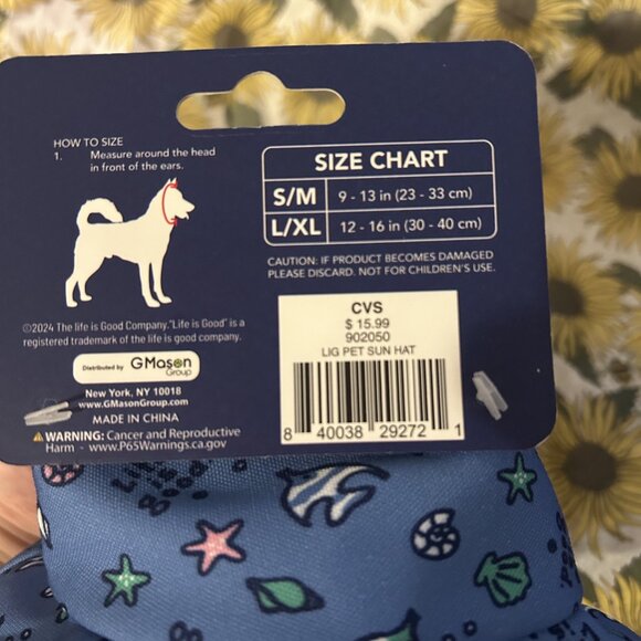 Dog Sun Hat Size Small/Medium Life is Good Brand New - Picture 3 of 4